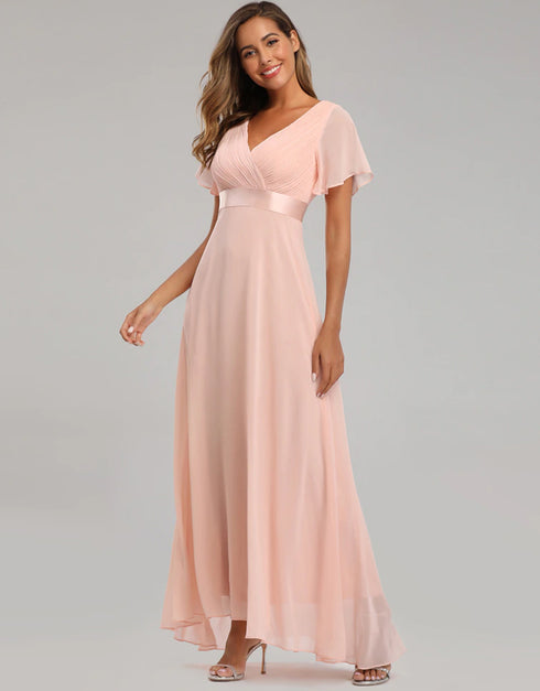 Elegant V-Neck Chiffon Formal Evening Gown